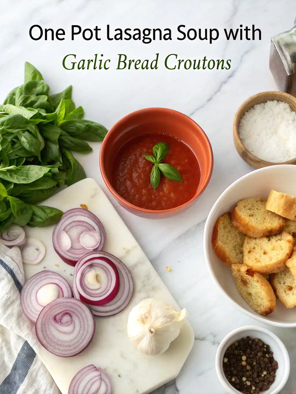 One Pot Lasagna Soup with Garlic Bread Croutons 2 one pot lasagna soup with garlic bread croutons ingredients