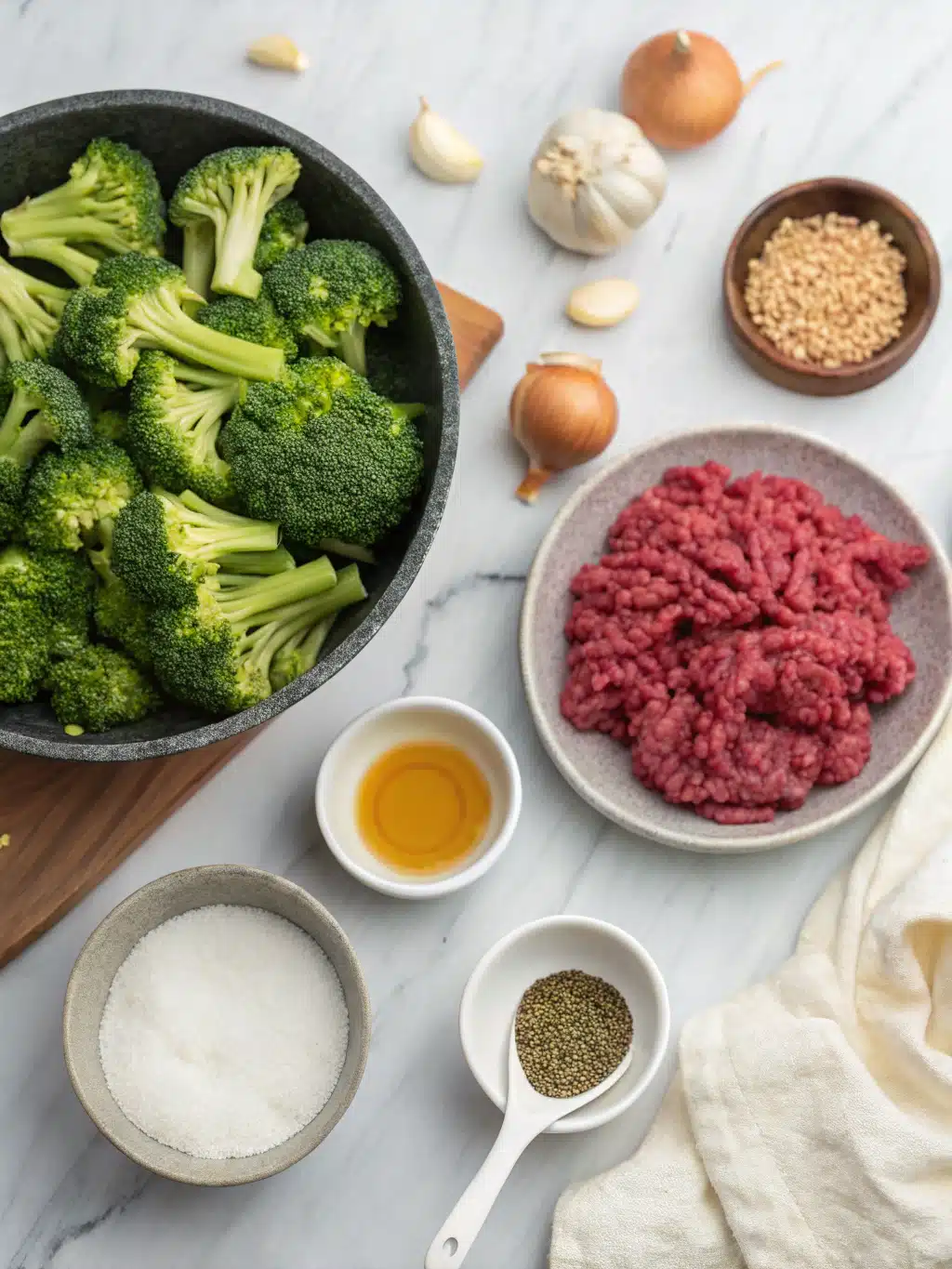 Skillet Ground Beef & Broccoli Stir-Fry 2 skillet ground beef broccoli stir fry ingredients