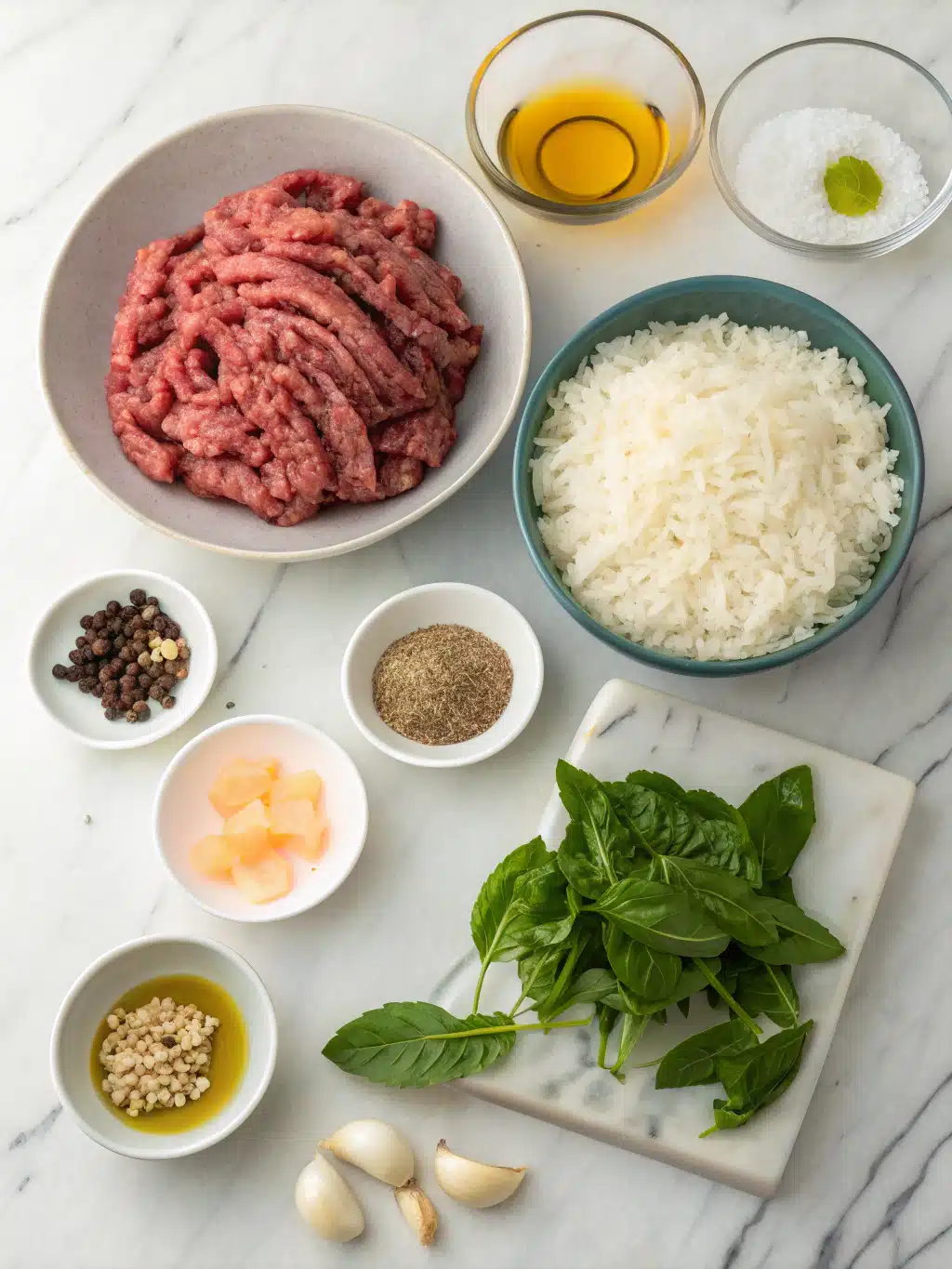 Cravings That Transform: Thai Basil Ground Beef with Rice 2 thai basil ground beef with rice ingredients