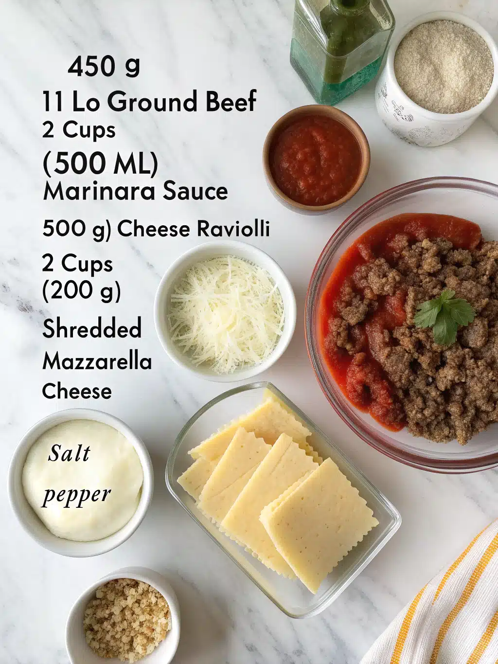 Ground Beef and Cheese Ravioli Bake 2 ground beef and cheese ravioli bake ingredients