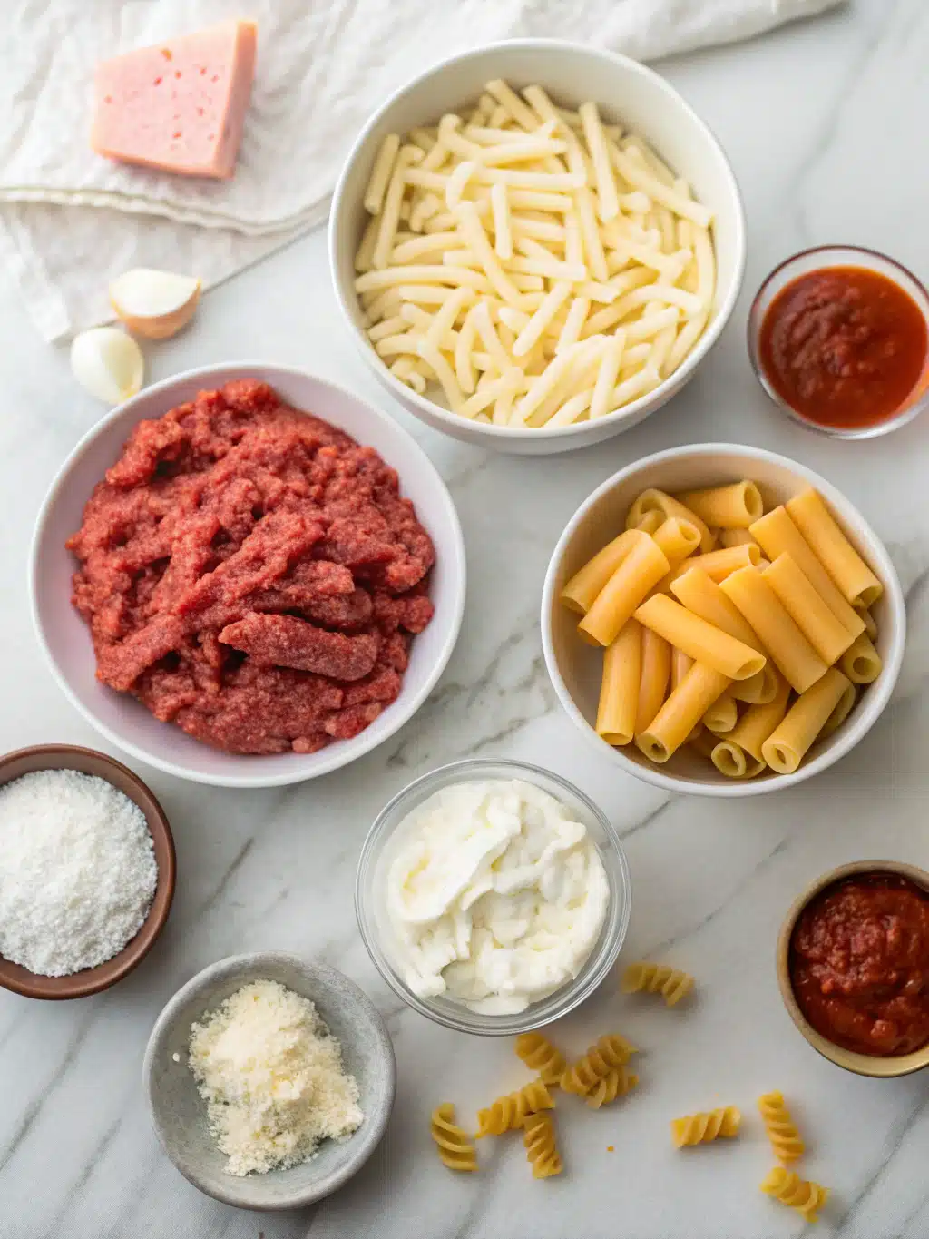 Ground Beef Ziti Bake 2 ground beef ziti bake ingredients