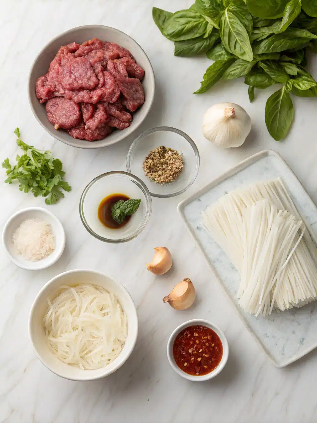 Asian Ground Beef Basil Noodles 2 asian ground beef basil noodles ingredients
