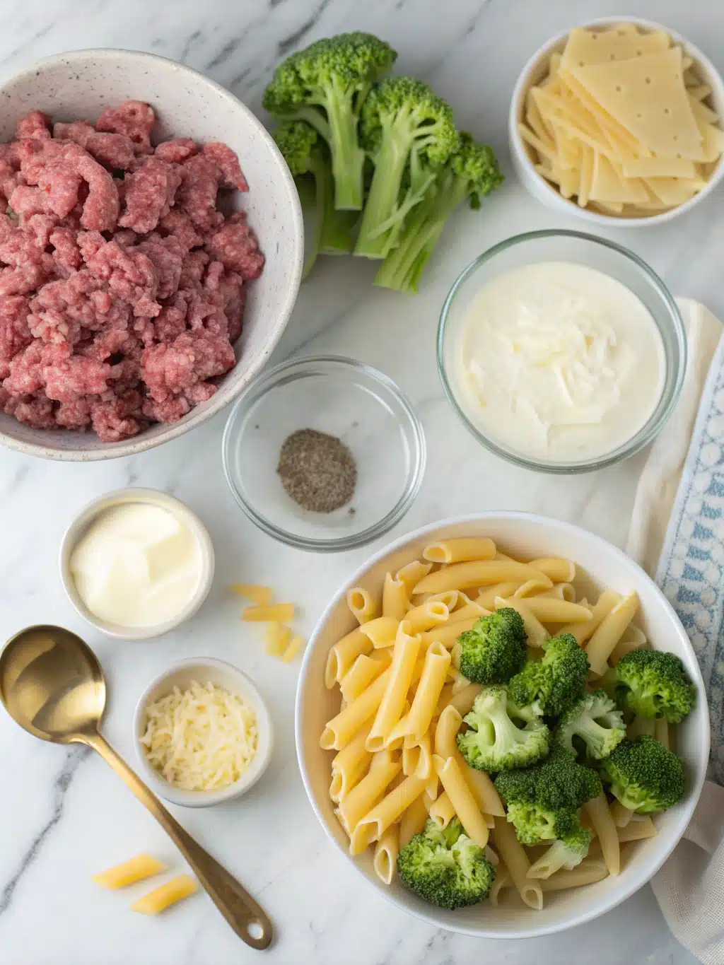 Beefy Broccoli Alfredo Bake 2 beefy broccoli alfredo bake ingredients 3