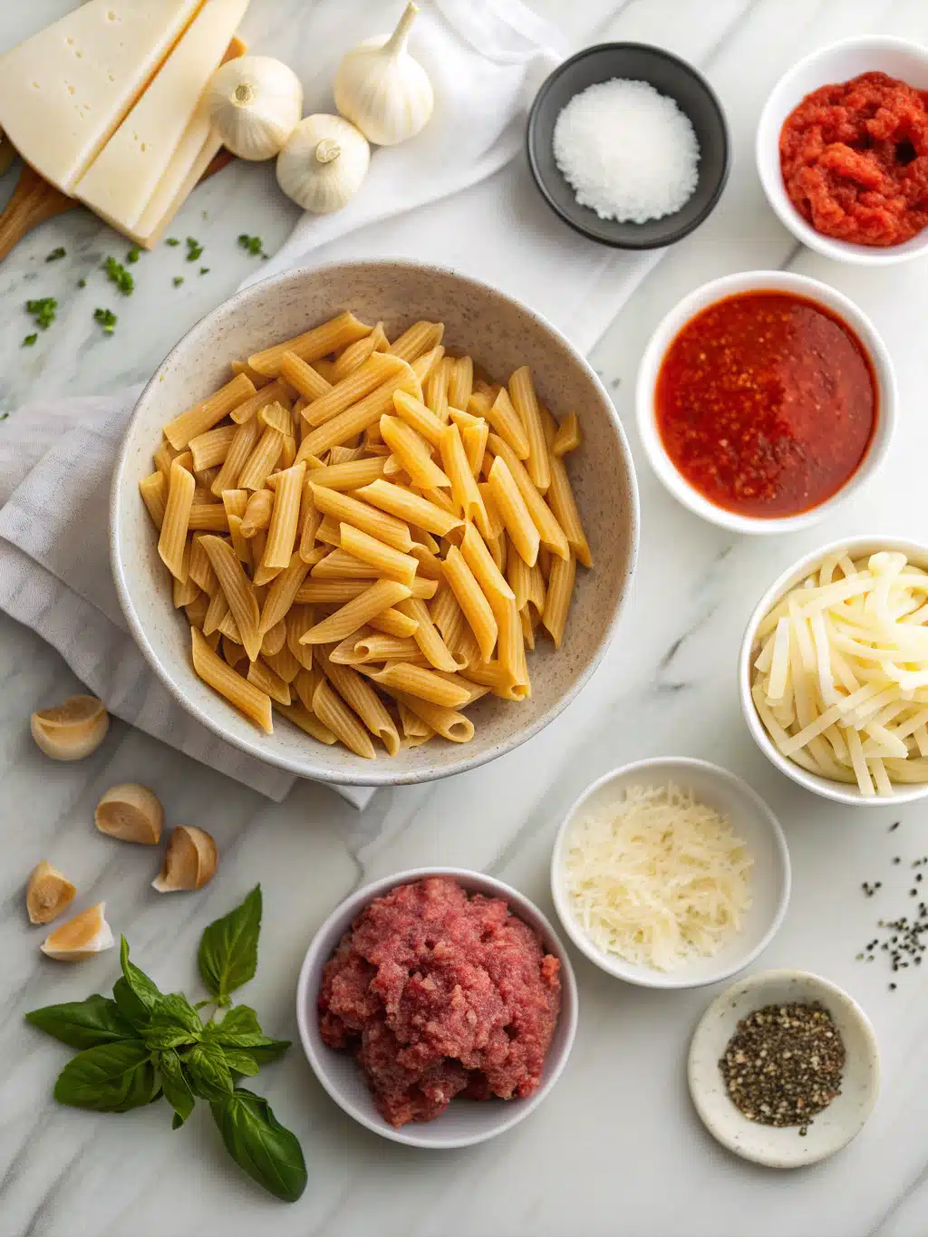 Beefy Marinara Penne Bake 2 beefy marinara penne bake ingredients 1