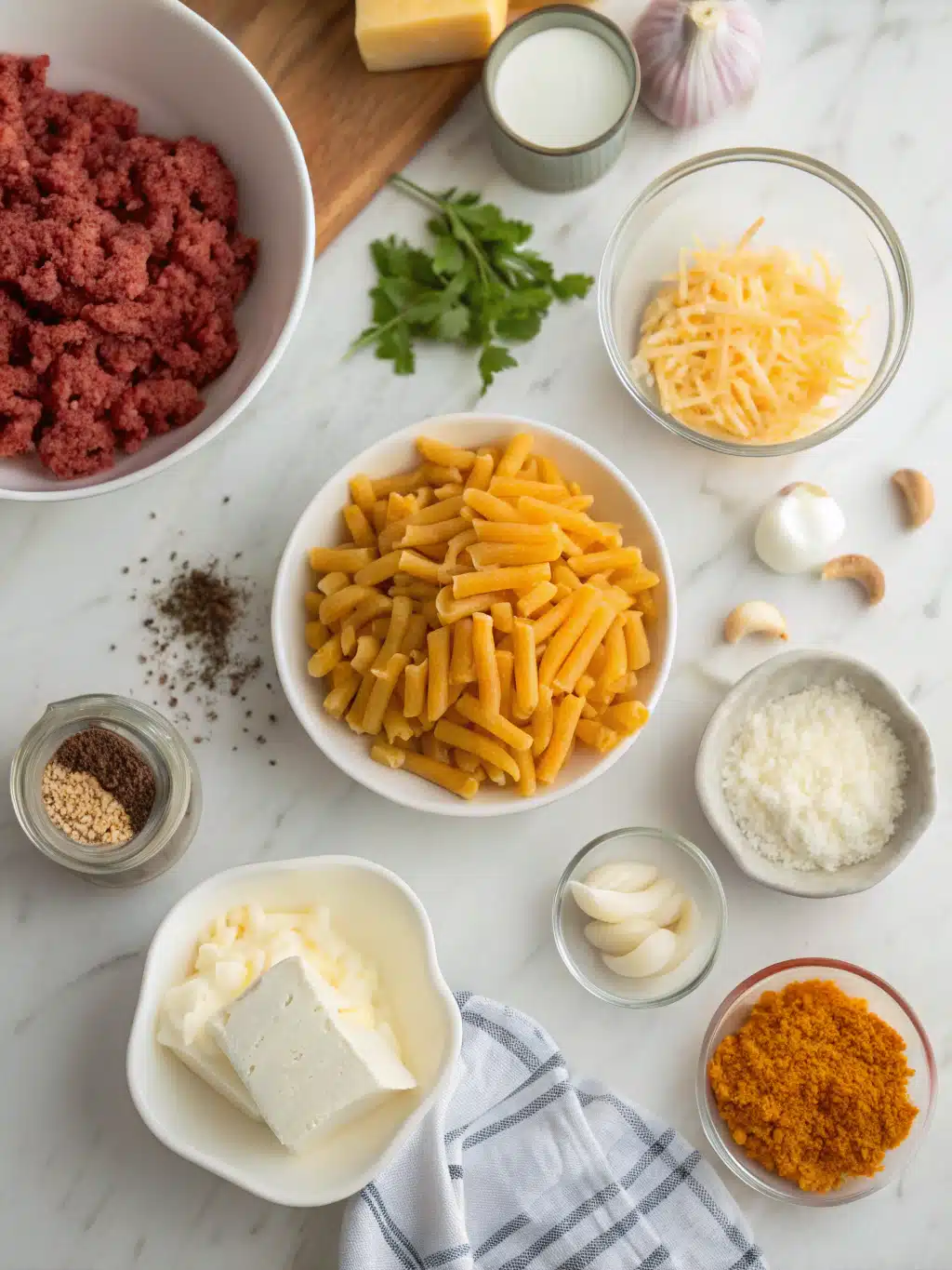 Beefy Ranch Pasta Bake 2 beefy ranch pasta bake ingredients 1