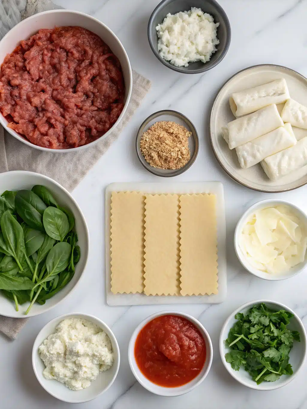 Beefy Spinach Lasagna Roll Bake 2 beefy spinach lasagna roll bake ingredients 1