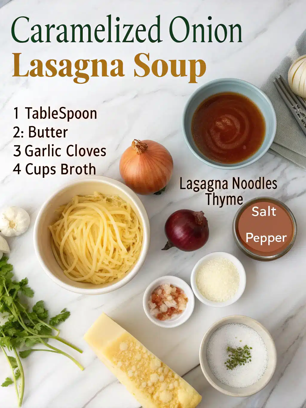 Caramelized Onion Lasagna Soup 2 caramelized onion lasagna soup ingredients