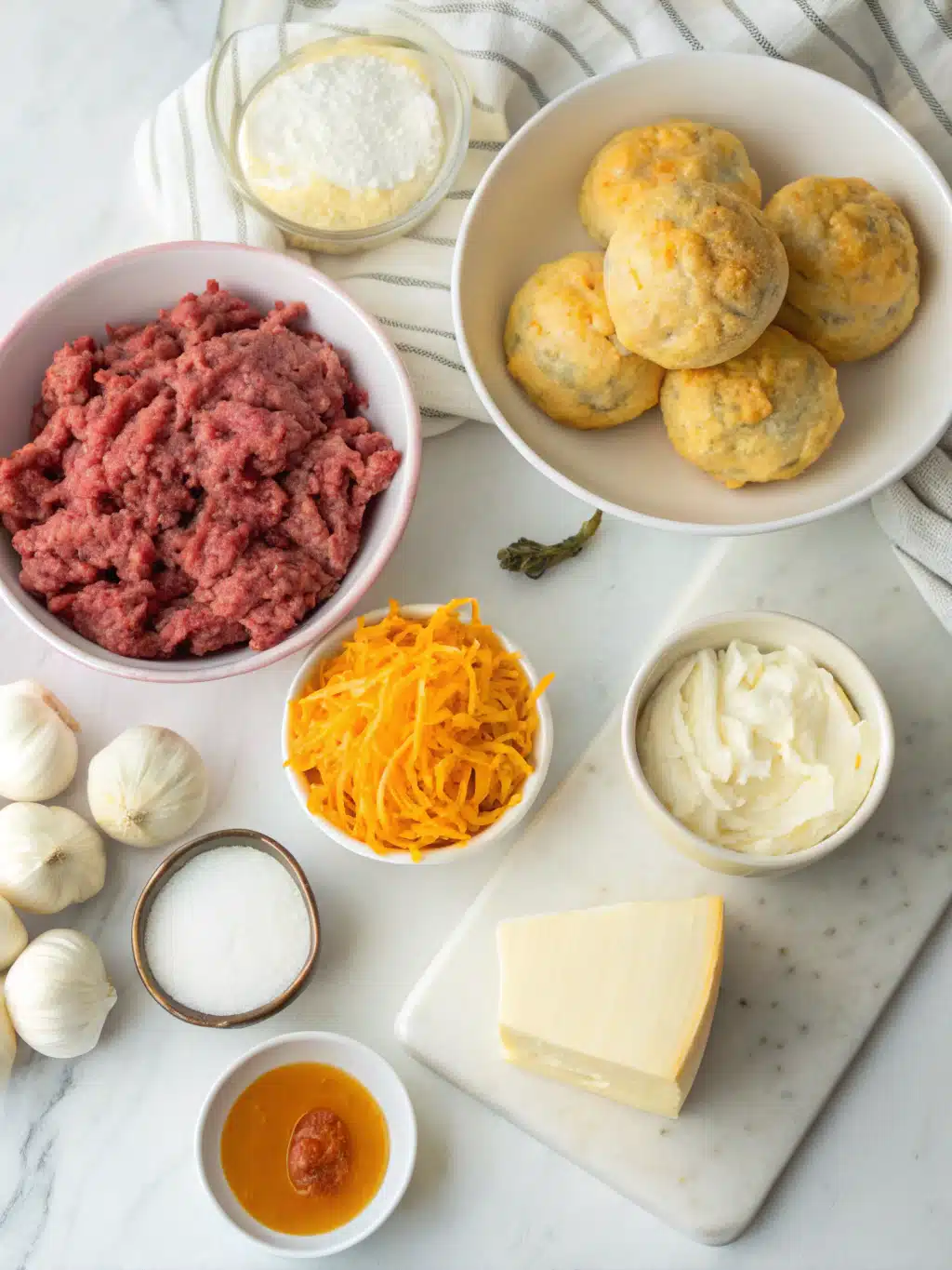 Cheddar Beef Biscuit Bake 2 cheddar beef biscuit bake ingredients