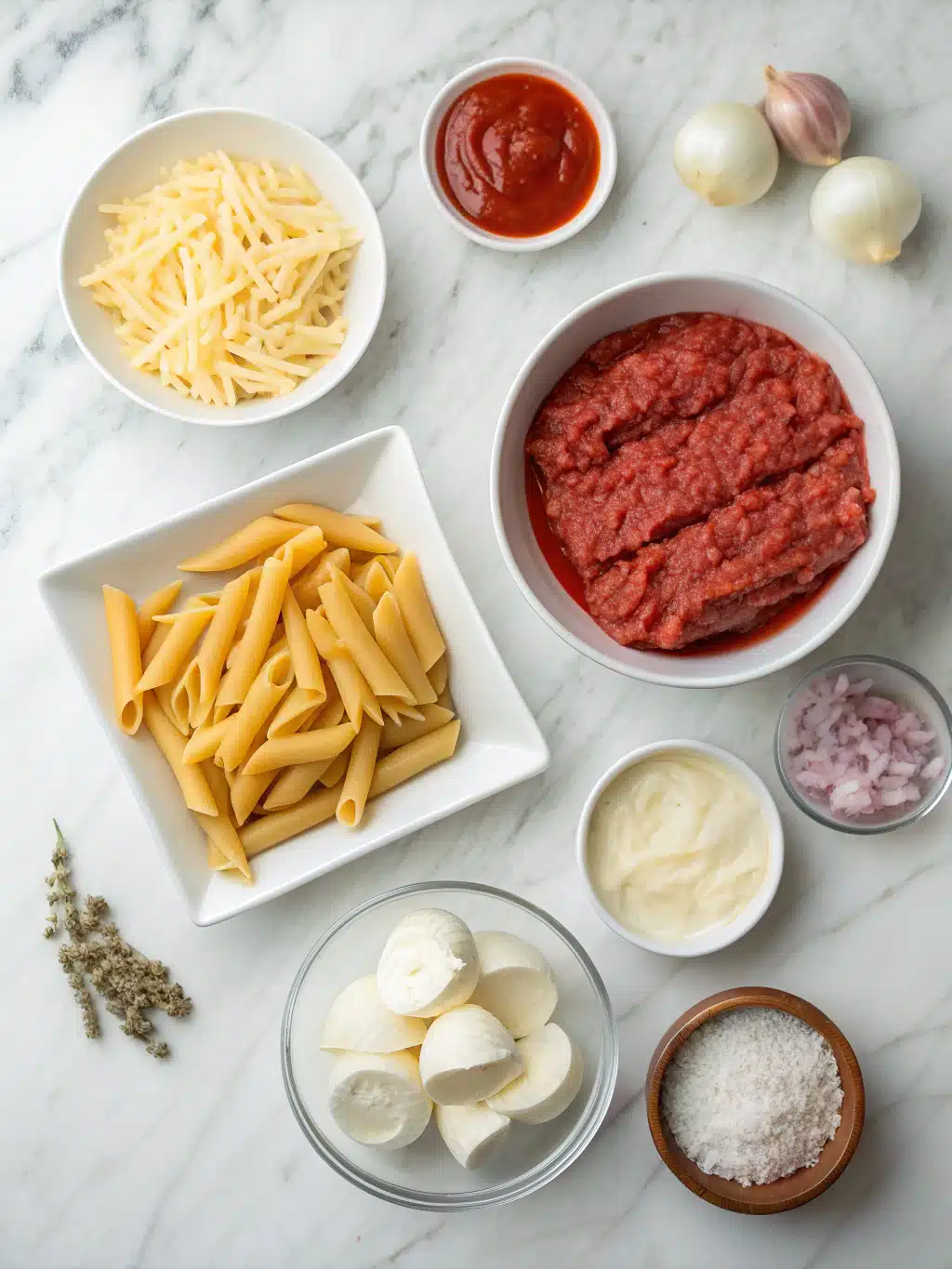 Cheesy Ground Beef Penne Bake 2 cheesy ground beef penne bake ingredients 1