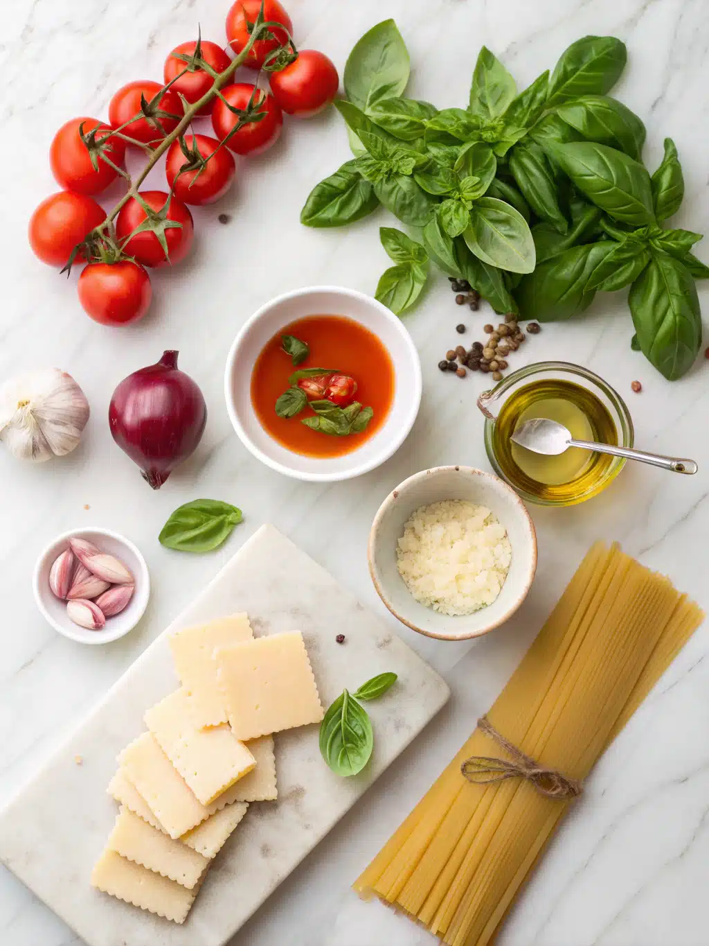 Fresh Tomato and Basil Lasagna Soup 2 fresh tomato and basil lasagna soup ingredients
