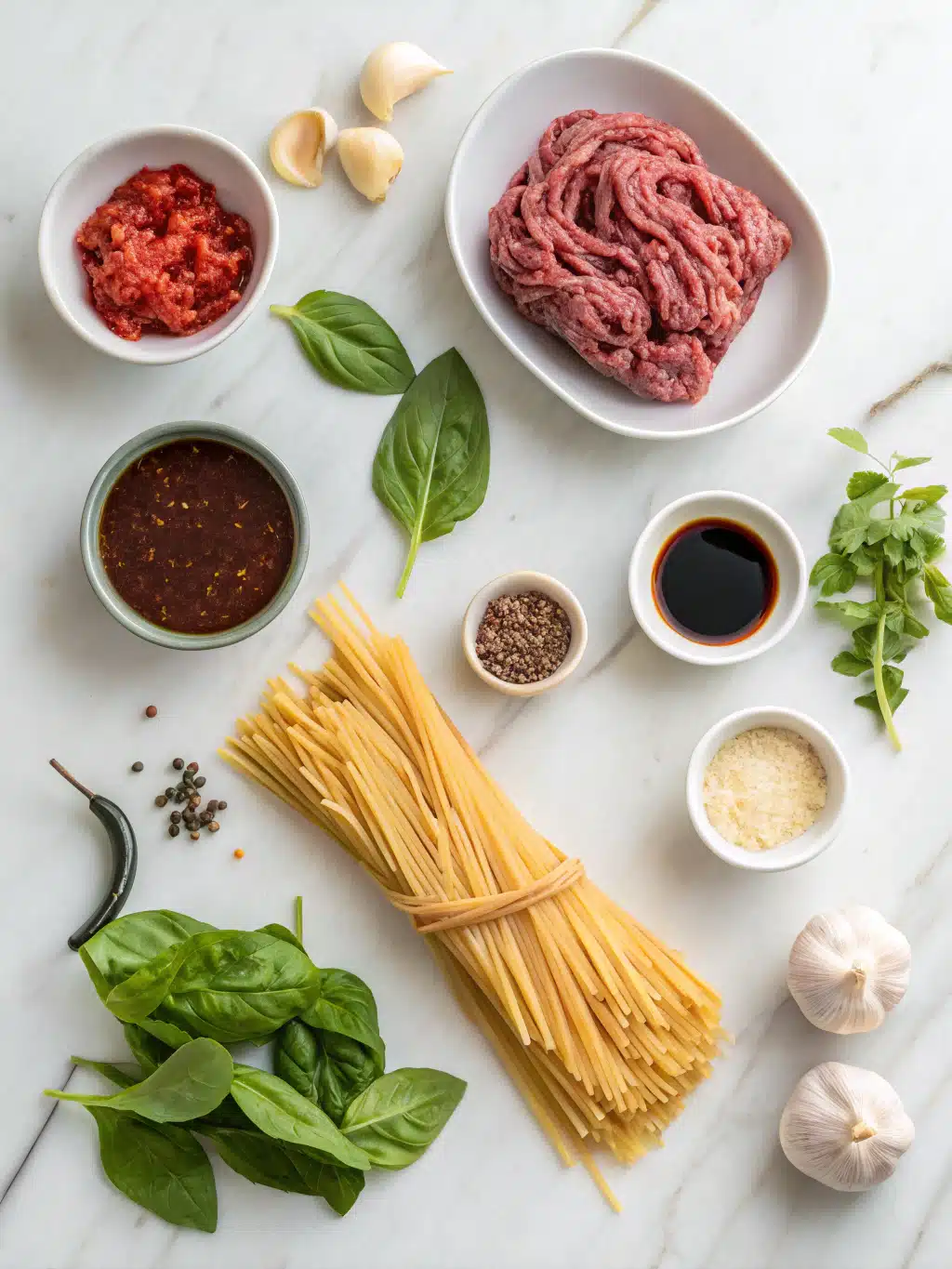 Ground Beef Basil Noodles 2 ground beef basil noodles ingredients
