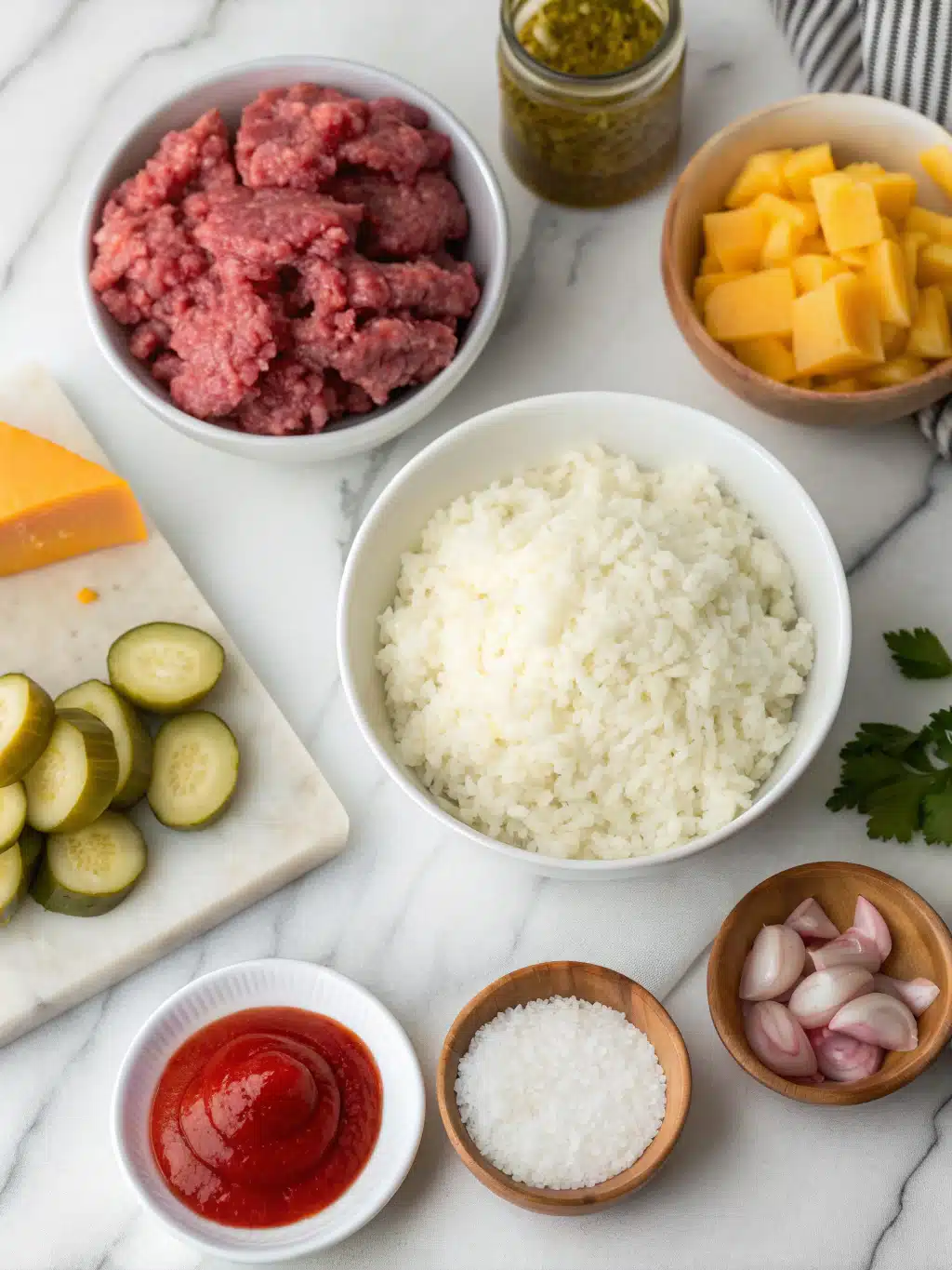 Ground Beef Cheeseburger Rice 2 ground beef cheeseburger rice ingredients