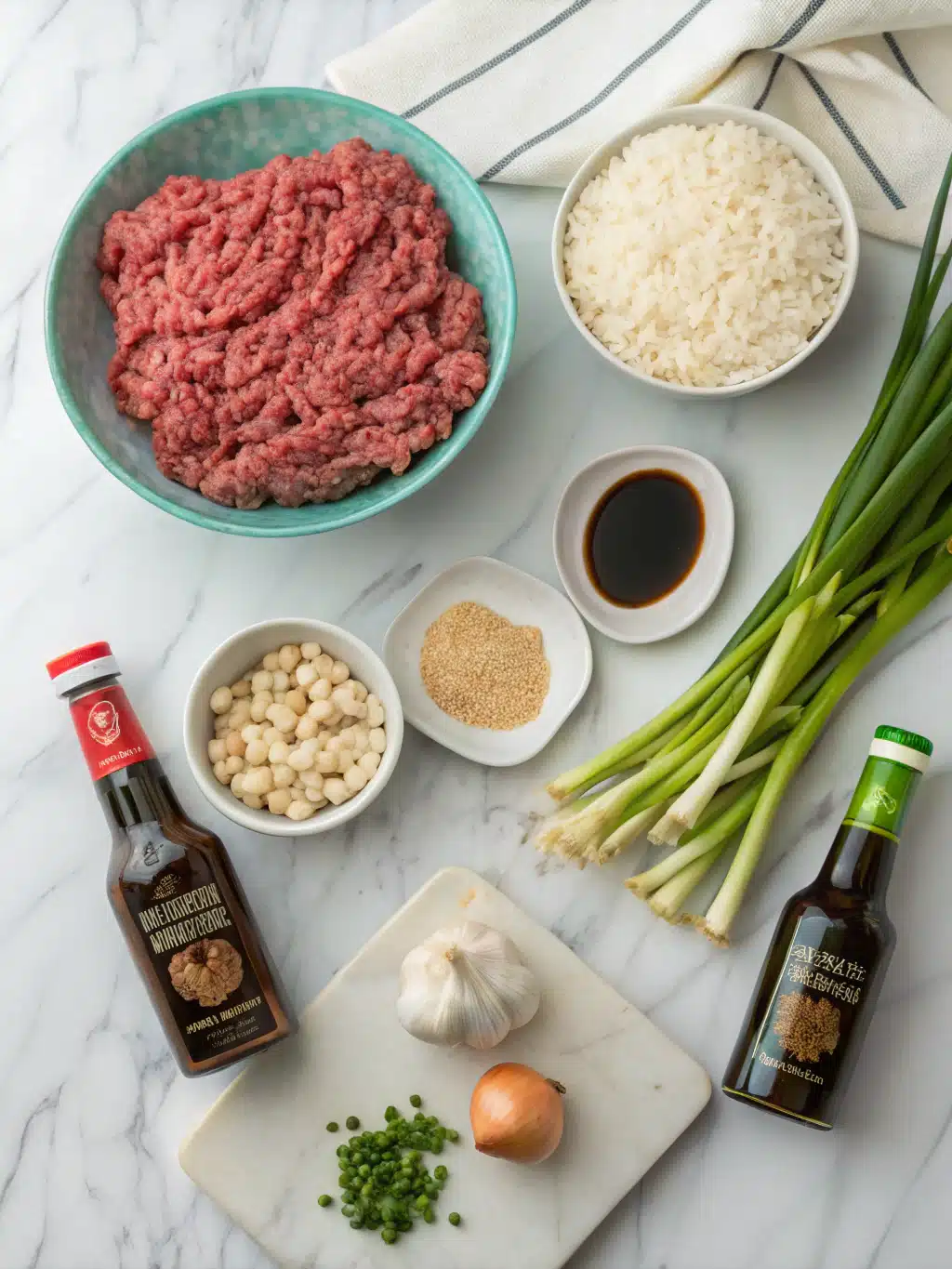 Ground Beef Sesame Garlic Rice 2 ground beef sesame garlic rice ingredients