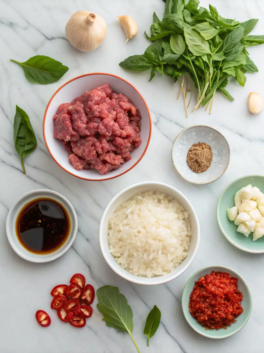 Ground Beef Thai Basil Rice 2 ground beef thai basil rice ingredients