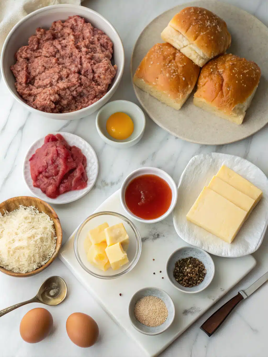 Meatloaf Sliders with Cheese 2 meatloaf sliders with cheese ingredients