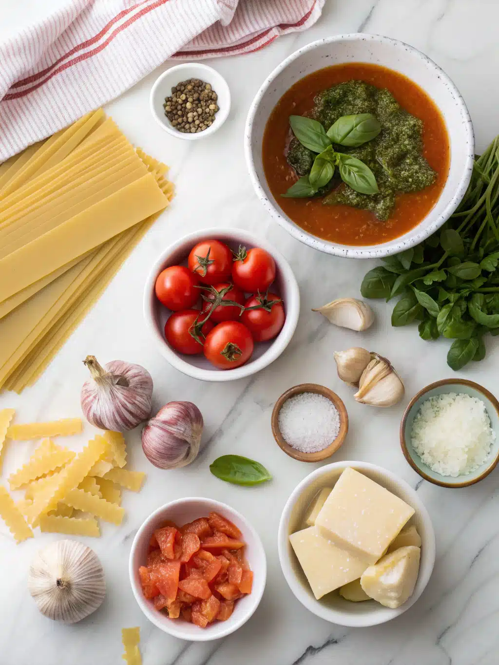 One-Pot Pesto Tomato Lasagna Soup 2 one pot pesto tomato lasagna soup ingredients 1