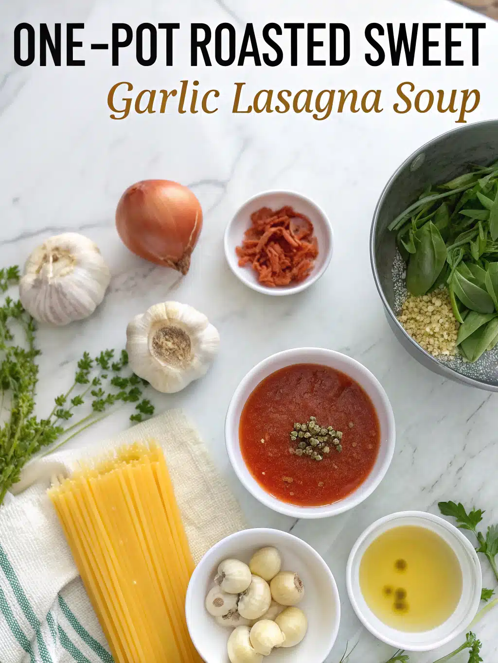 One-Pot Roasted Sweet Garlic Lasagna Soup 2 one pot roasted sweet garlic lasagna soup ingredients 1