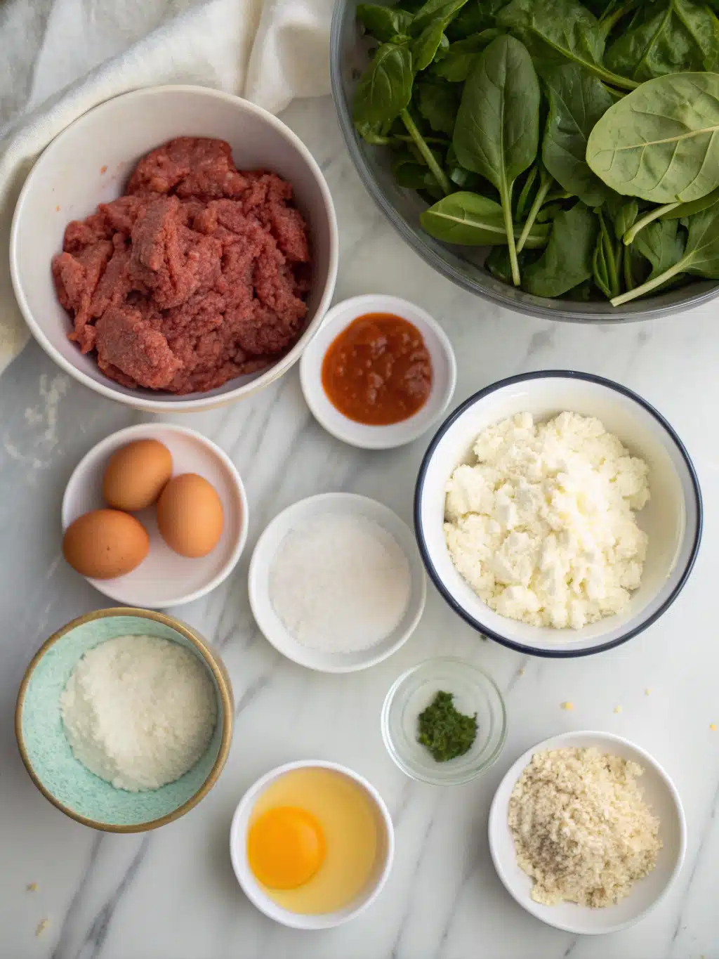 Spinach and Ricotta Meatloaf 2 spinach and ricotta meatloaf ingredients