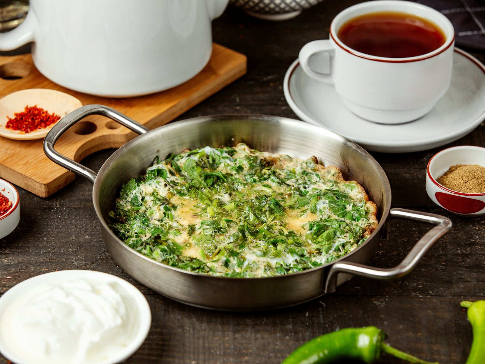 side view azerbaijani traditional kuku fried eggs with herbs pan scaled Knorr Spinach Dip Recipe: Easy, Creamy Appetizer Ideas