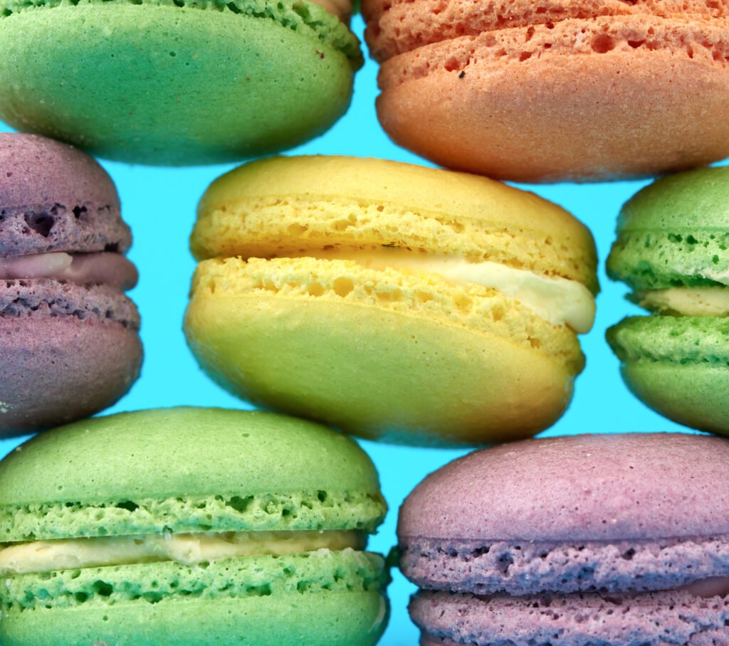 multi colored round baked macaroons
