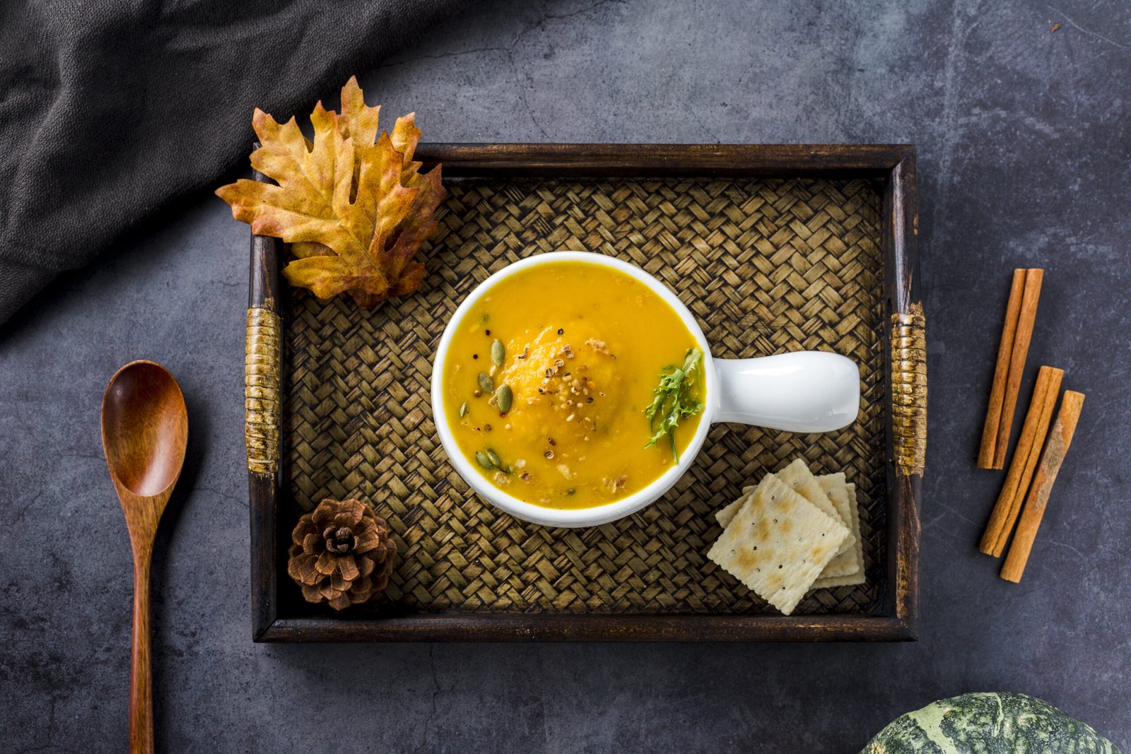 top view squash soup wooden tray scaled Golden Paste Recipe: Benefits, Uses, and Homemade Tips