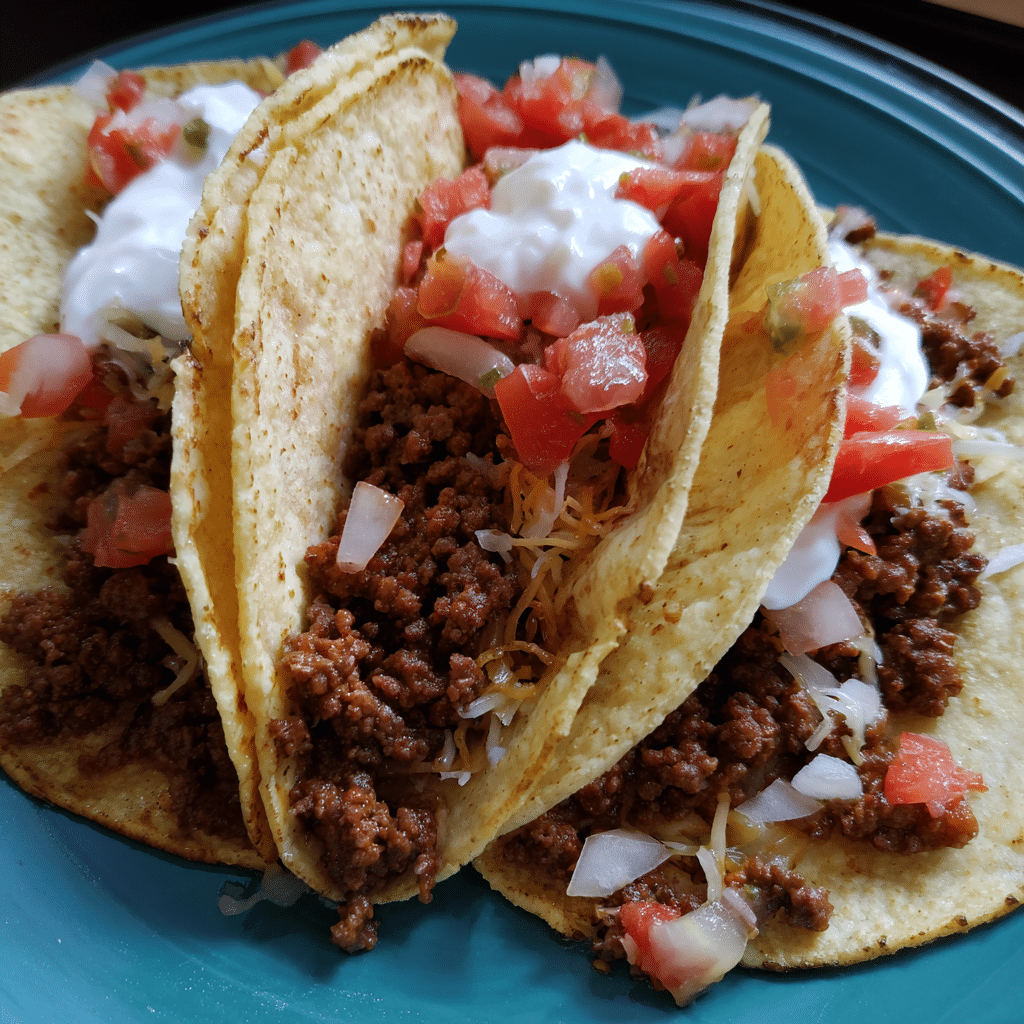 20-Minute Ground Beef Tacos bring seasoned beef, fresh toppings, and tortillas together for a quick, flavorful meal.