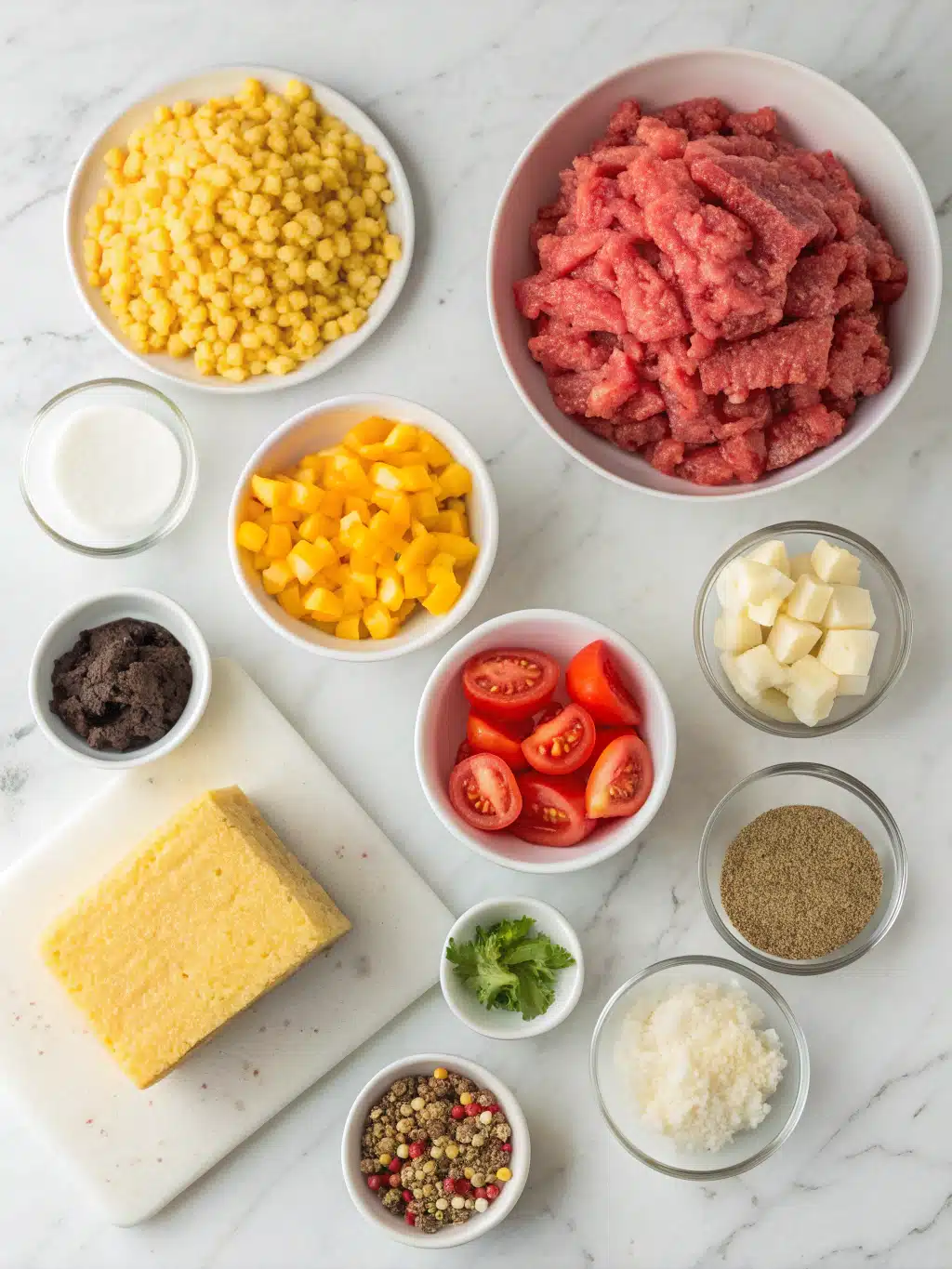 bbq ground beef cornbread casserole ingredients