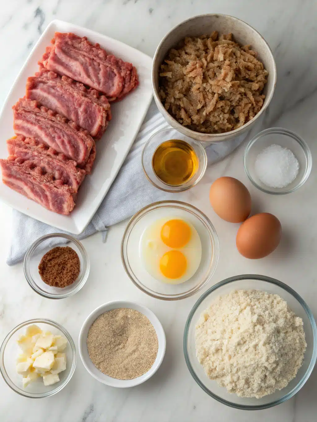 breakfast meatloaf with eggs and bacon ingredients