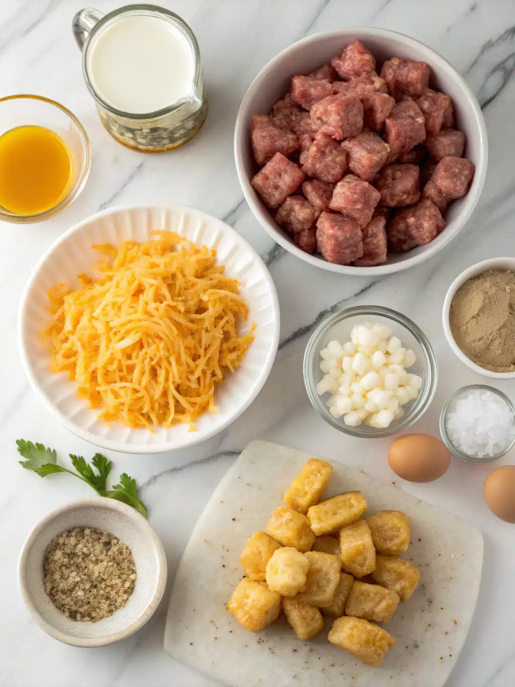 cheesy tater tot sausage breakfast casserole ingredients