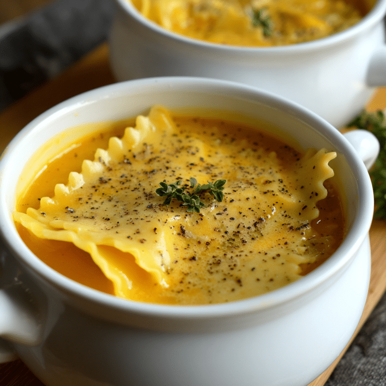 Creamy Butternut Squash Lasagna Soup combines sweet squash, pasta, and herbs with a velvety broth for a comforting fall-inspired dish.