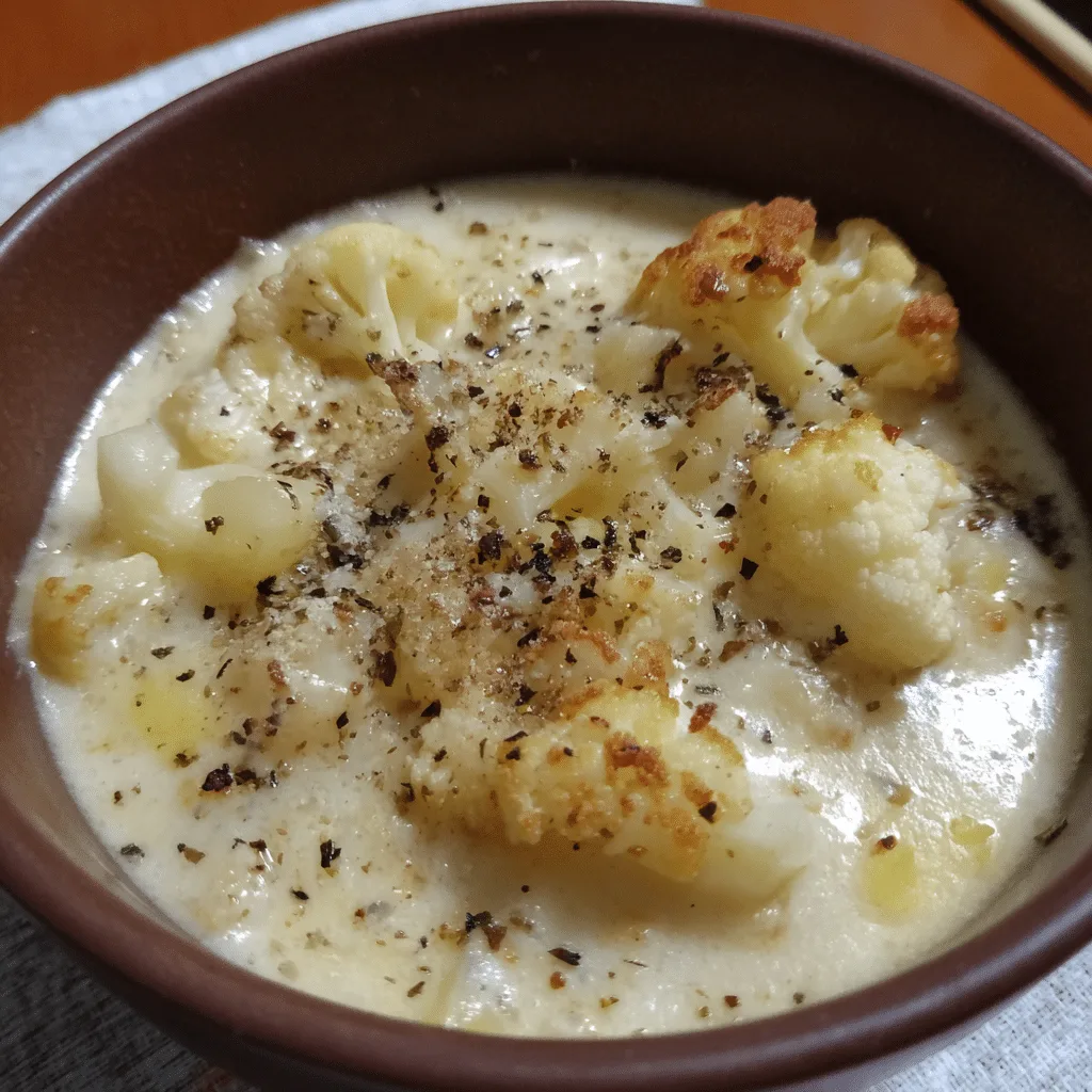 Creamy Cauliflower Lasagna Soup (Low-Carb) features cauliflower as a hearty base with pasta, cheese, and herbs for a lighter yet satisfying meal.