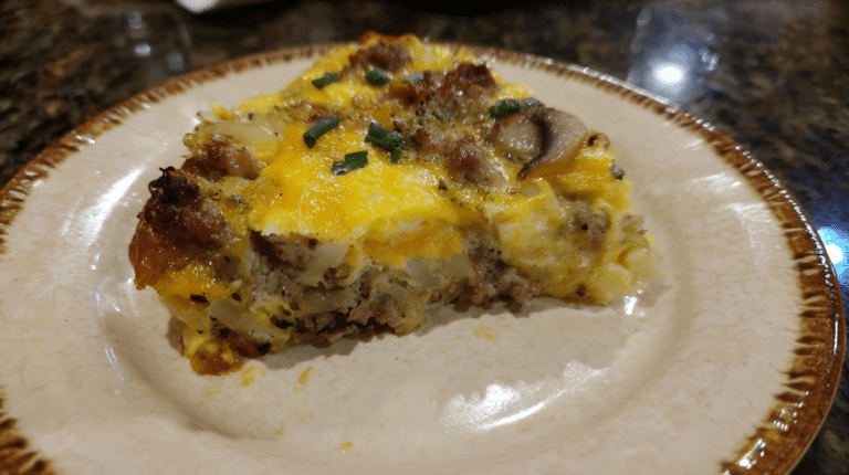 Crockpot Sausage Breakfast Casserole cooks sausage, eggs, and cheese slowly for a warm and hearty breakfast.