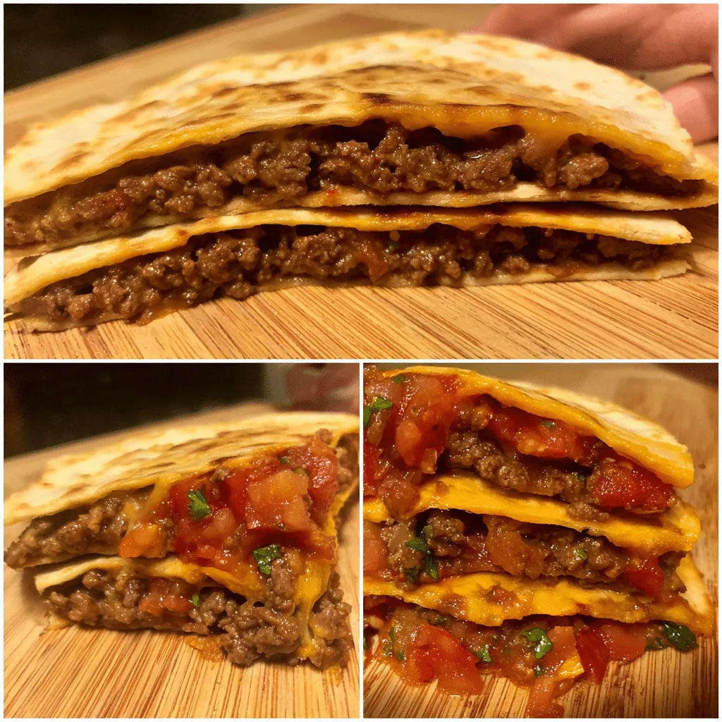Easy Ground Beef Quesadillas fold seasoned beef and cheese in tortillas, grilled to golden perfection for a quick meal.