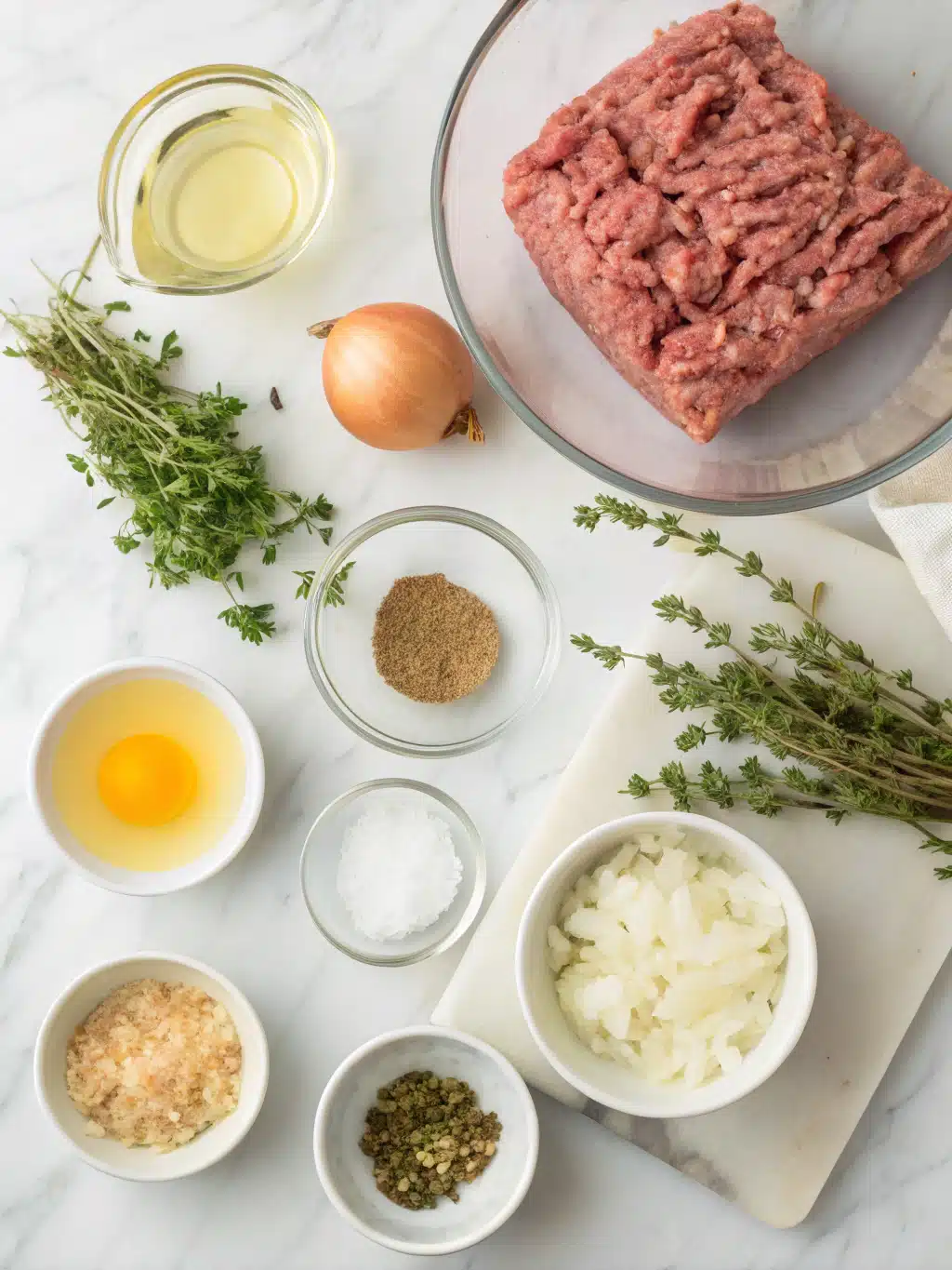 french onion meatloaf with thyme and herbs ingredients