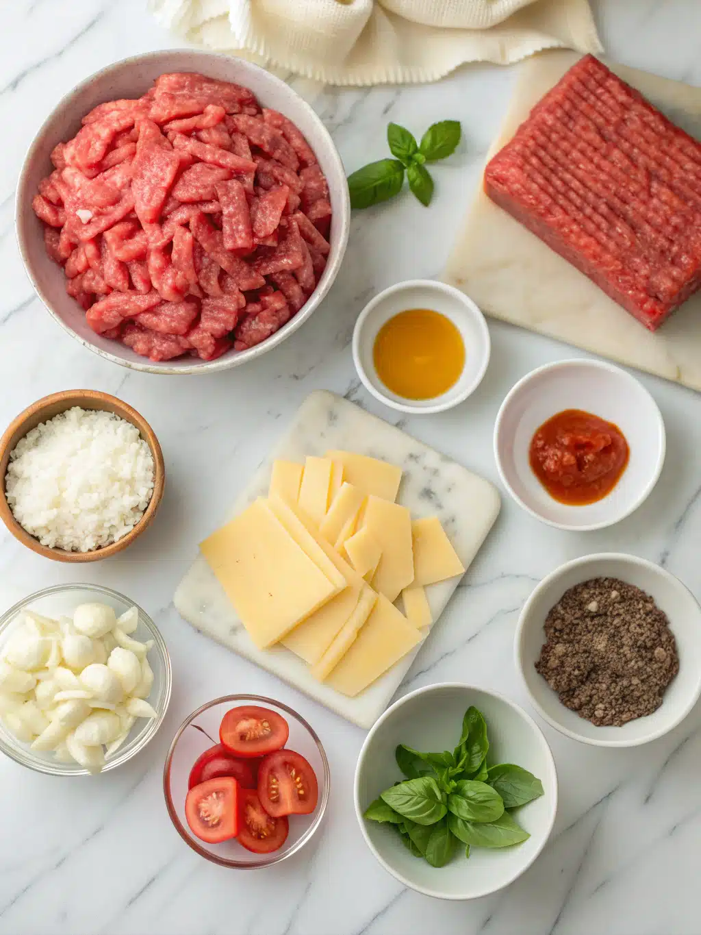 italian lasagna casserole with ground beef ingredients