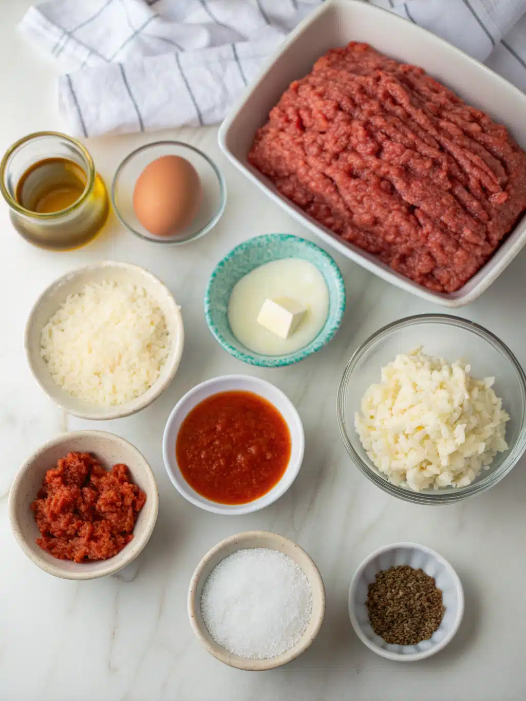 italian marinara meatloaf with mozzarella ingredients