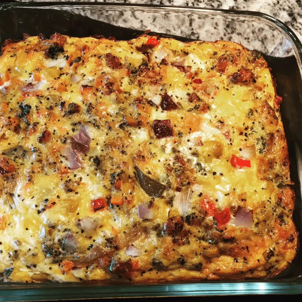 Make-Ahead Veggie Breakfast Casserole blends eggs, cheese, and vegetables into a convenient dish prepared ahead of time.