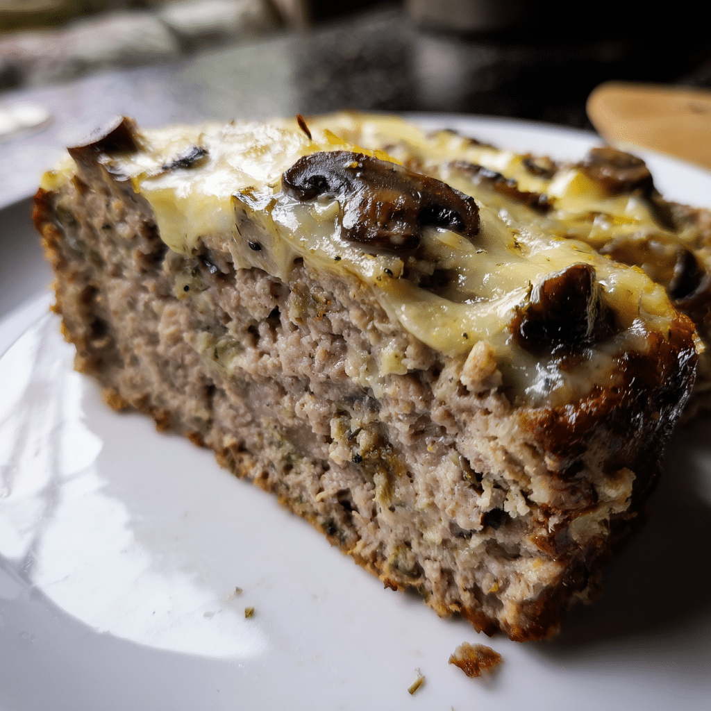 Mushroom Swiss Meatloaf combines beef, mushrooms, and cheese into a savory, comforting variation.