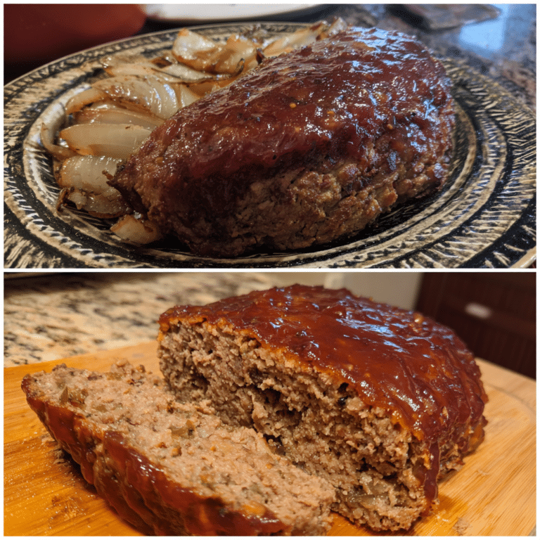 Old-Fashioned Meatloaf with Brown Sugar Glaze features savory beef topped with a sweet glaze for a balanced, flavorful dish.