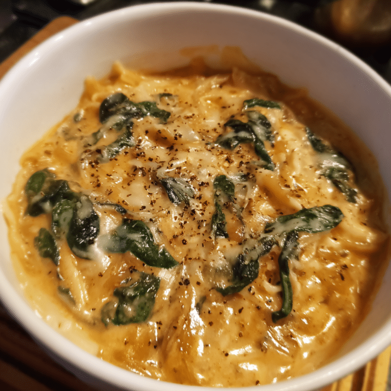 One Pot Creamy Lasagna Soup with Spinach blends pasta, cheese, and greens into a balanced, creamy dish prepared in one pot.