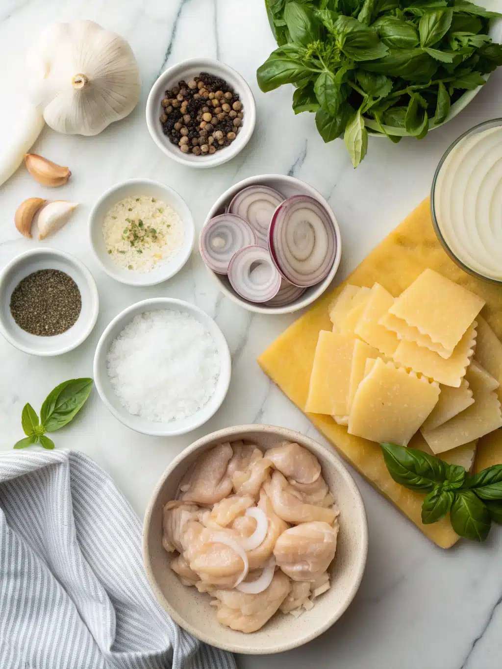 one pot white lasagna soup with chicken ingredients