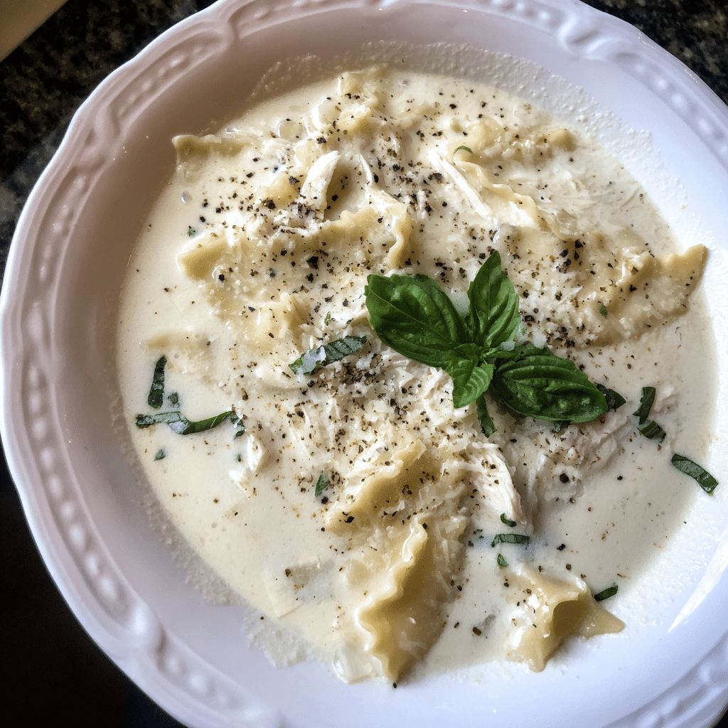 One Pot White Lasagna Soup with Chicken uses a creamy white broth with pasta and chicken for a hearty, flavorful twist on tradition.