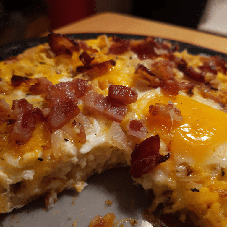 Overnight Bacon & Egg Breakfast Bake combines eggs, bacon, and bread for a flavorful, ready-to-bake morning dish.