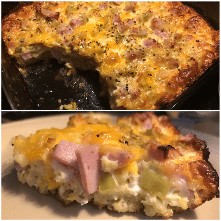 Overnight Ham & Cheese Breakfast Casserole layers ham, cheese, and eggs into a simple, make-ahead dish.