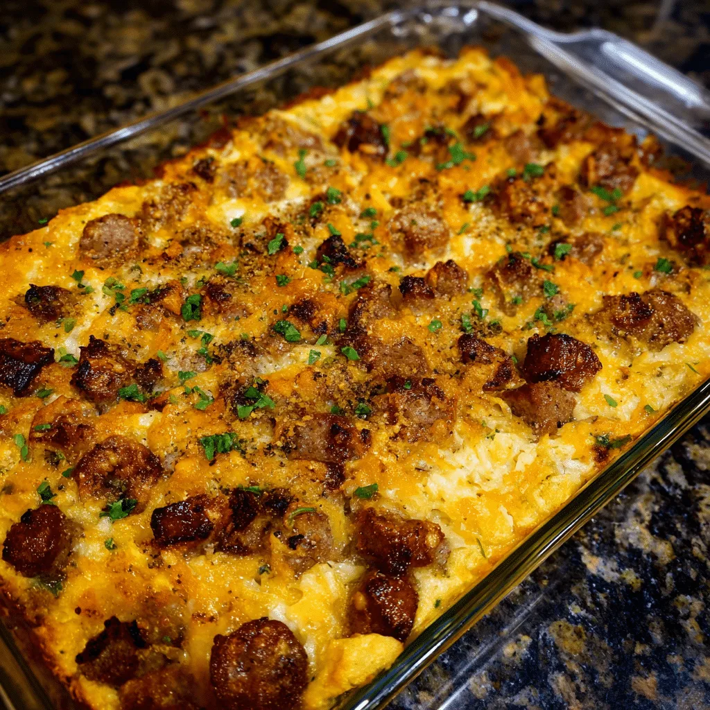 Overnight Sausage & Hashbrown Casserole