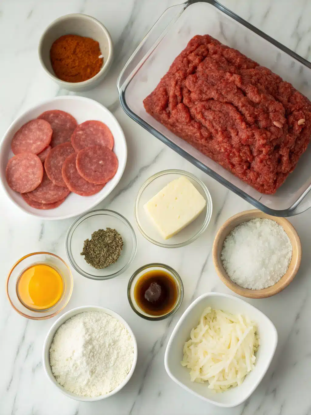 pizza style meatloaf with pepperoni and mozzarella ingredients