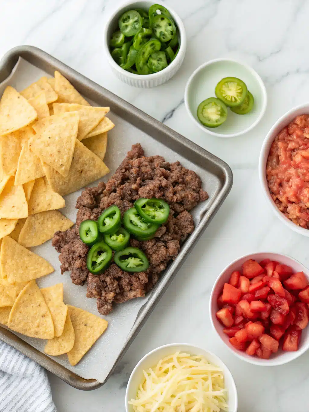 sheet pan ground beef nachos ingredients