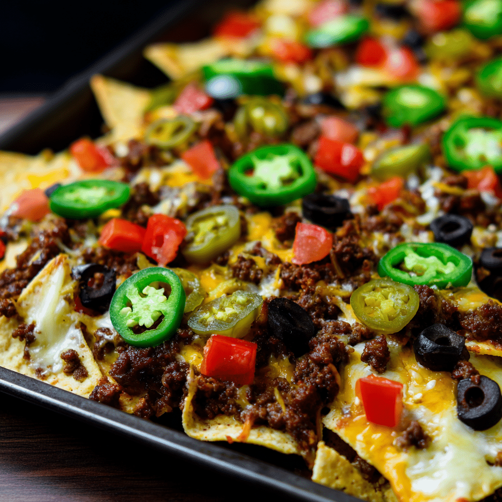 Sheet Pan Ground Beef Nachos load seasoned beef, cheese, and toppings on tortilla chips for a crowd-pleasing snack or meal.