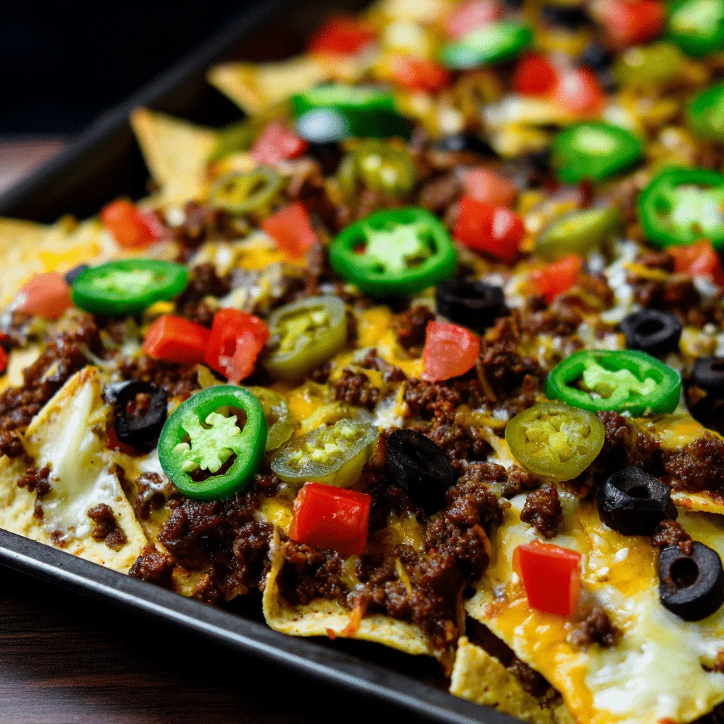 Sheet Pan Ground Beef Nachos load seasoned beef, cheese, and toppings on tortilla chips for a crowd-pleasing snack or meal.
