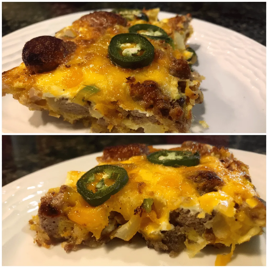 Spicy Jalapeño Sausage Breakfast Casserole combines sausage, eggs, and jalapeños for a bold and zesty morning dish.